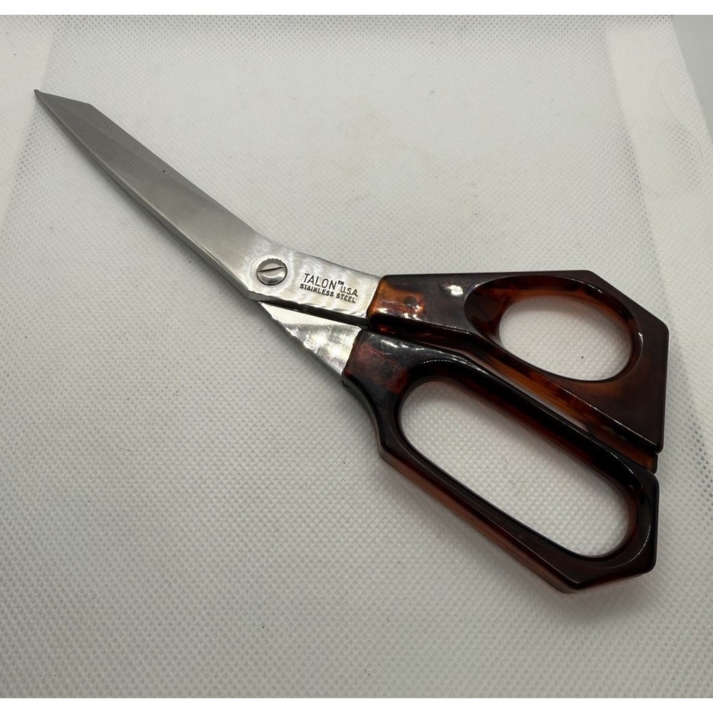 Vintage Talon Stainless Steel Scissors with Faux Tortiseshell Handles 8.5"